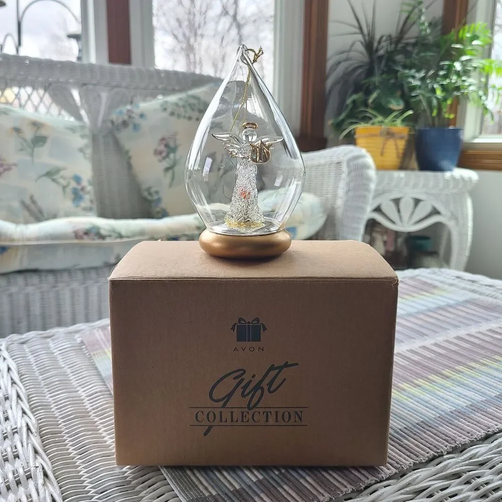 Vintage Avon Gift Collection 1999 Brilliant Spun Glass Angel Ornament Lovely